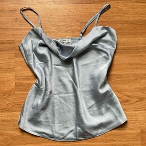 Abercrombie blue cowl neck satin top